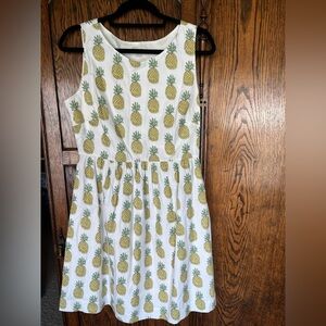 Garnet Hill pineapple cotton sleeveless cotton dress size 10